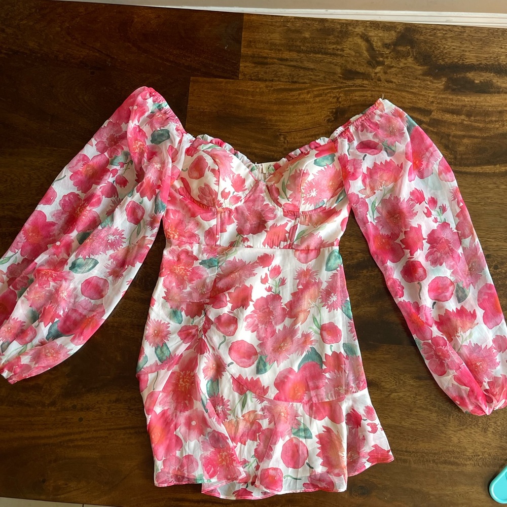 Floral puffy Sleeve dresss